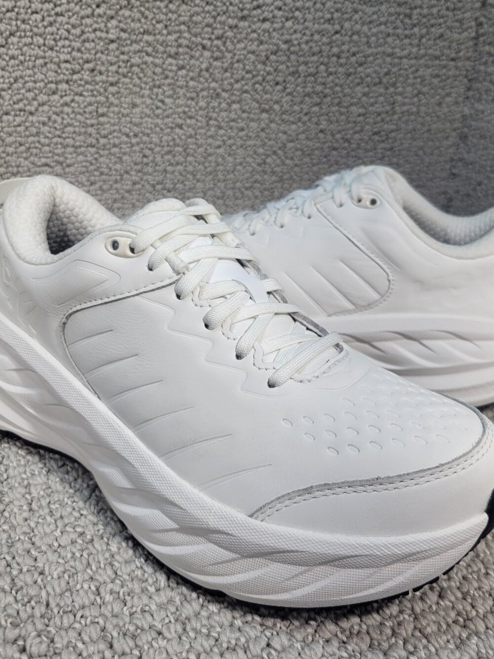 Hoka One Bondi SR Wide Women's Size 6.5D White Leather Slip Resistant Work Shoes